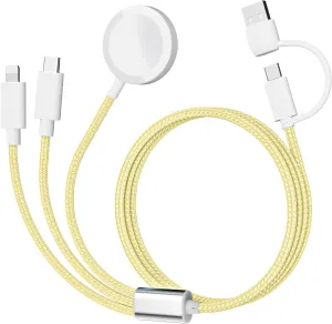 𝐔𝐩𝐠𝐫𝐚𝐝𝐞𝐝 𝐑𝐚𝐩𝐢𝐝 𝐅𝐚𝐬𝐭 Charging USB C Watch Phone Charger 3 in 2 Cable, Compatible with Apple Watch Ultra SE Series 1-9, Universal Travel Multi Devices All in One Cord, 4FT/1.2M-Yellow