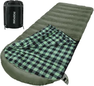 0 Degree Sleeping Bag 100% Cotton Flannel XXL Cold Weather Winter Oversized Sleeping Bag for Adults Camping Zero Degree Big and Tall with Compression Sack