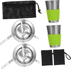 1 Set Stainless Steel Camping Tableware Set Rustproof Outdoor Dining Kit for Hiking Picnics and Camping Durable Smooth Finish Slip Design Portable and Easy to Clean