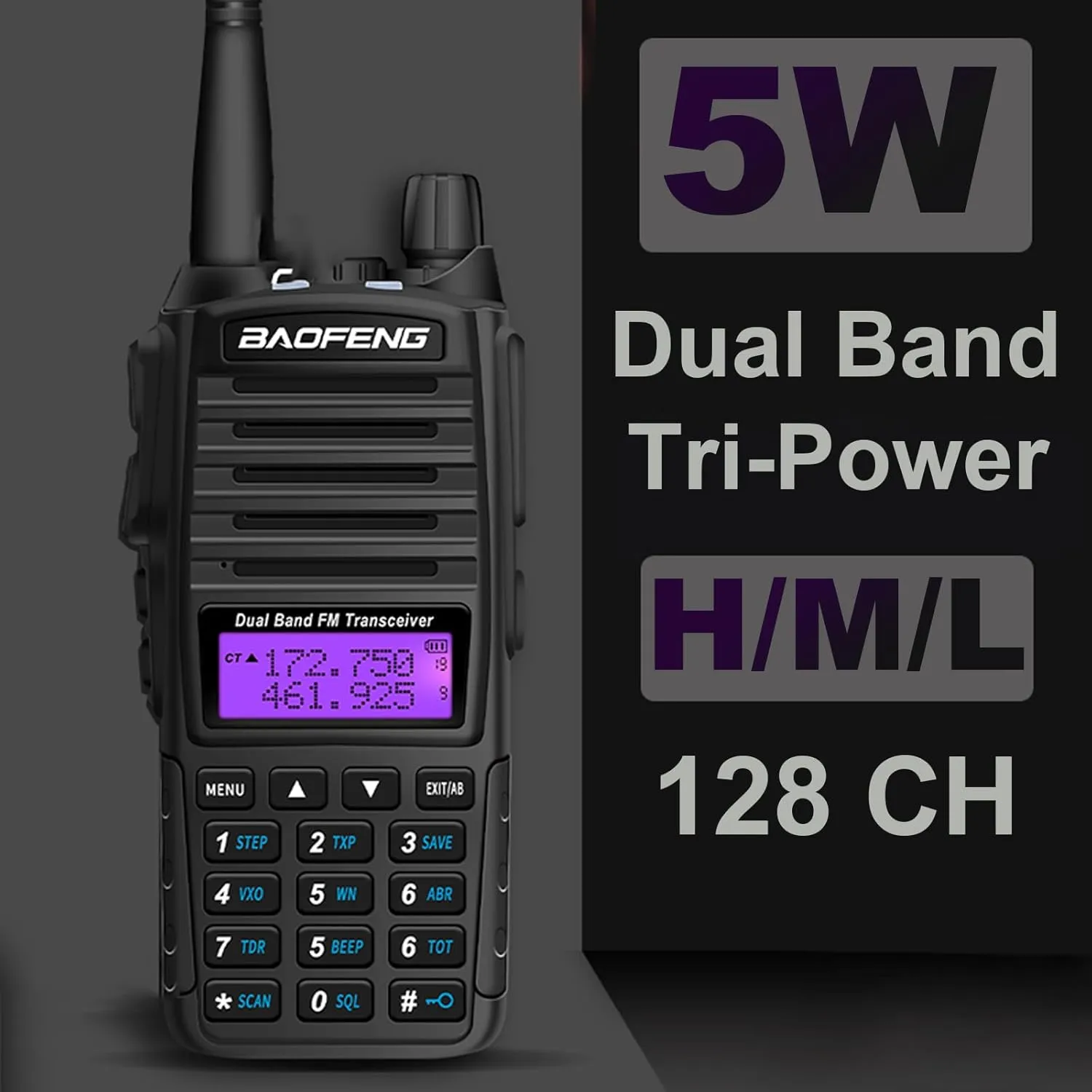 10 Packs BAOFENG UV-82HP Radio High Power 5W UV-82 Two Way Radio Long Range Dual PTT Dual Band Upgrade BF-F8HP Portable Radio 2000mAh