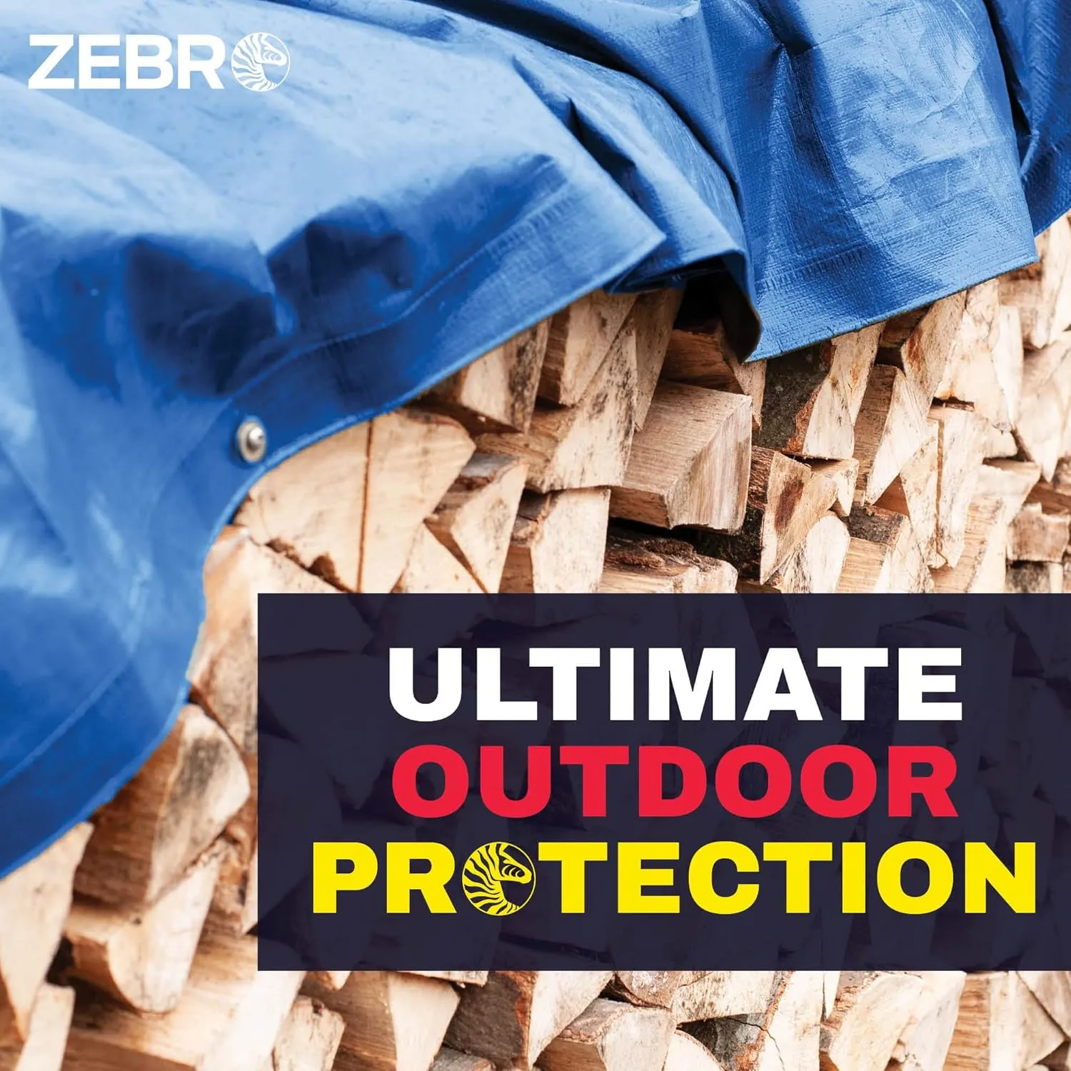 10' x 10' Blue Tarp with Grommets Reinforced - 5 Mil Thick - Durable UV Resistant Plastic Tarps Waterproof - Large Tarpaulin Cover for Outdoor Camping Over/Under Tent Tarp RV Roof Rain - Zebro