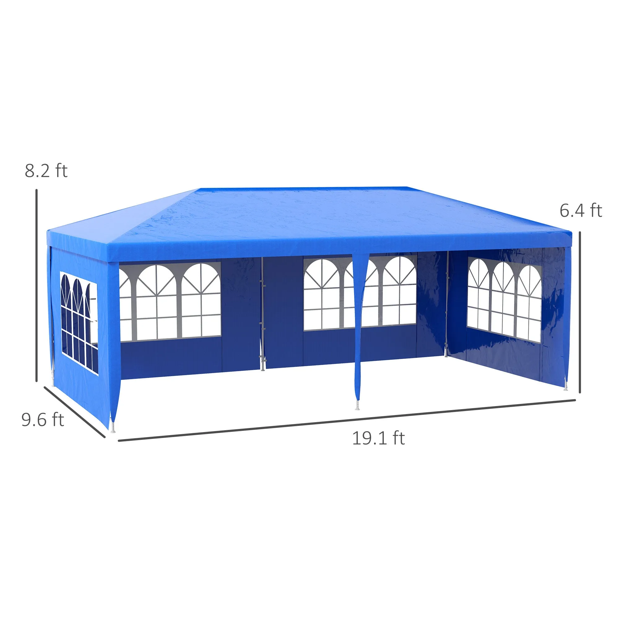 10' x 20' Large Party Tent with Removable Windows & Canopy, Blue