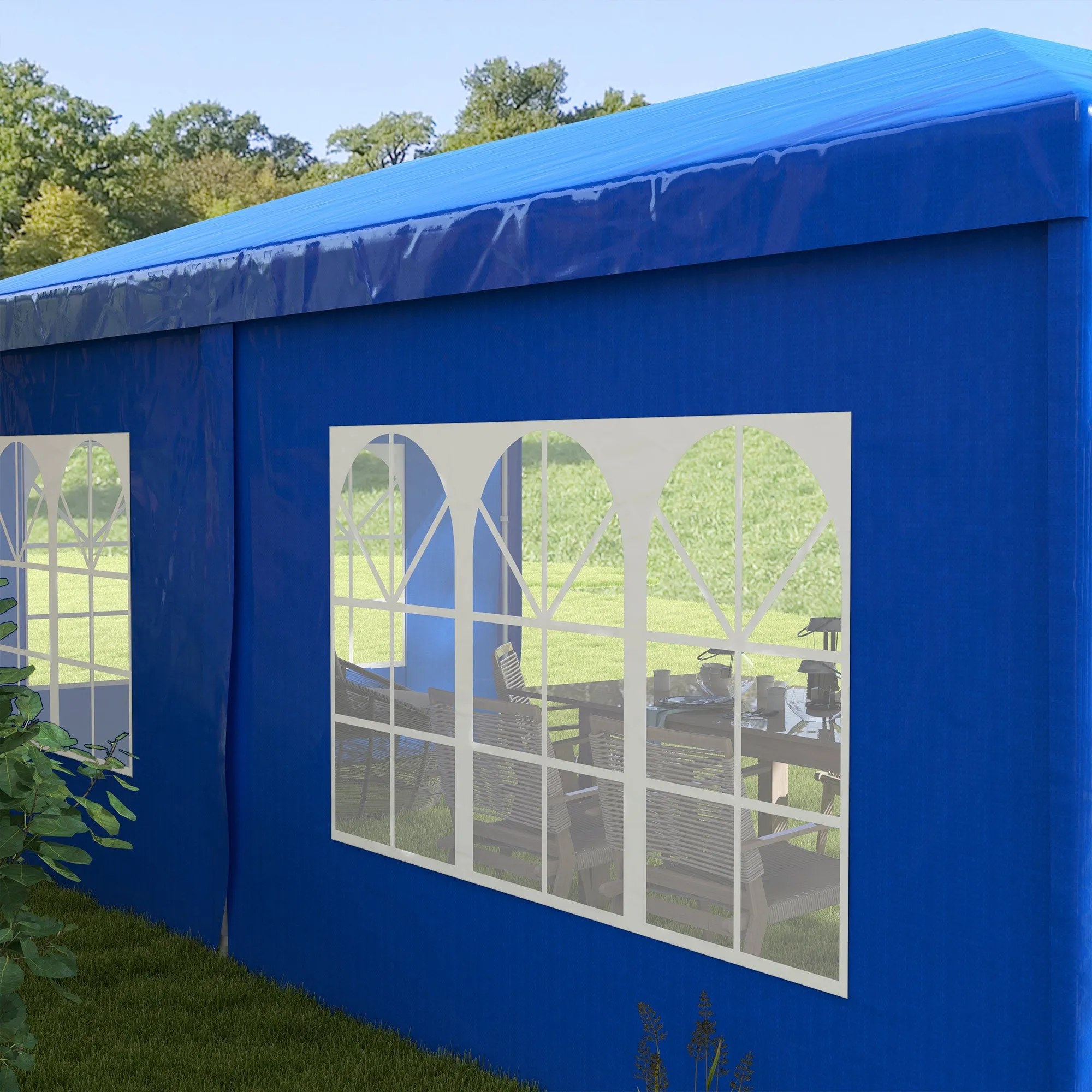10' x 20' Large Party Tent with Removable Windows & Canopy, Blue