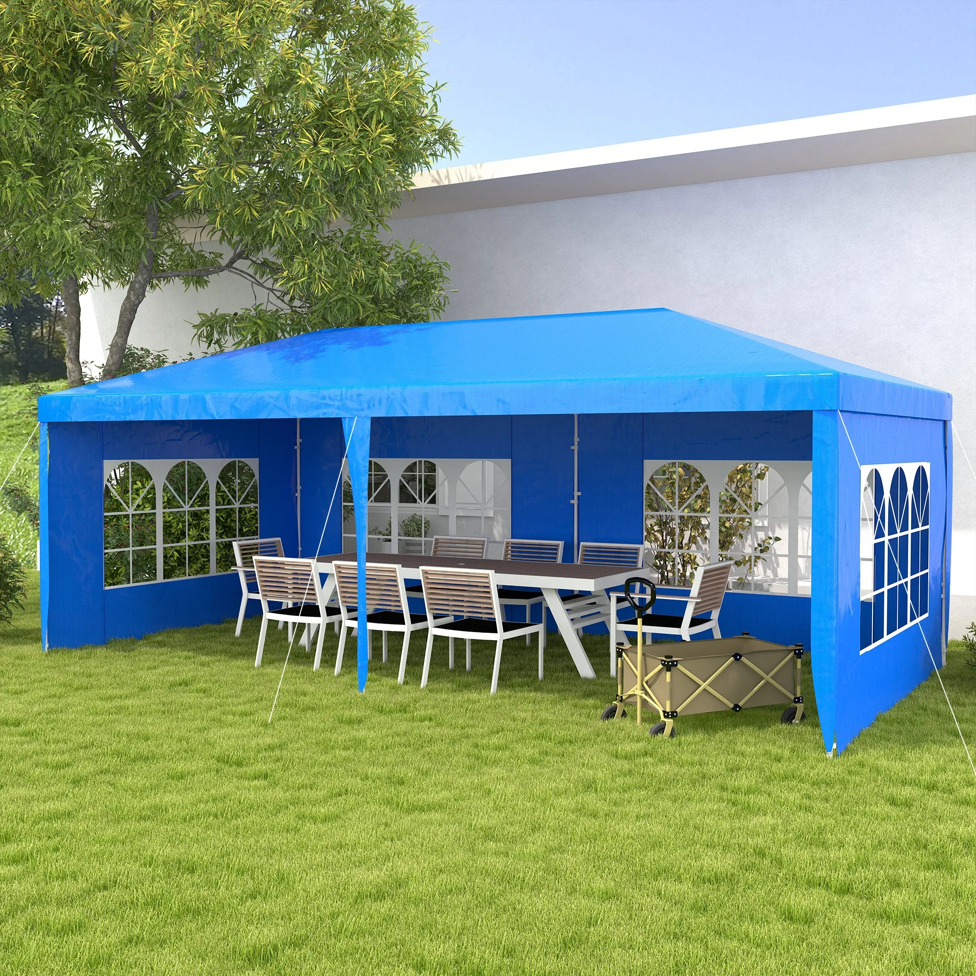 10' x 20' Large Party Tent with Removable Windows & Canopy, Blue