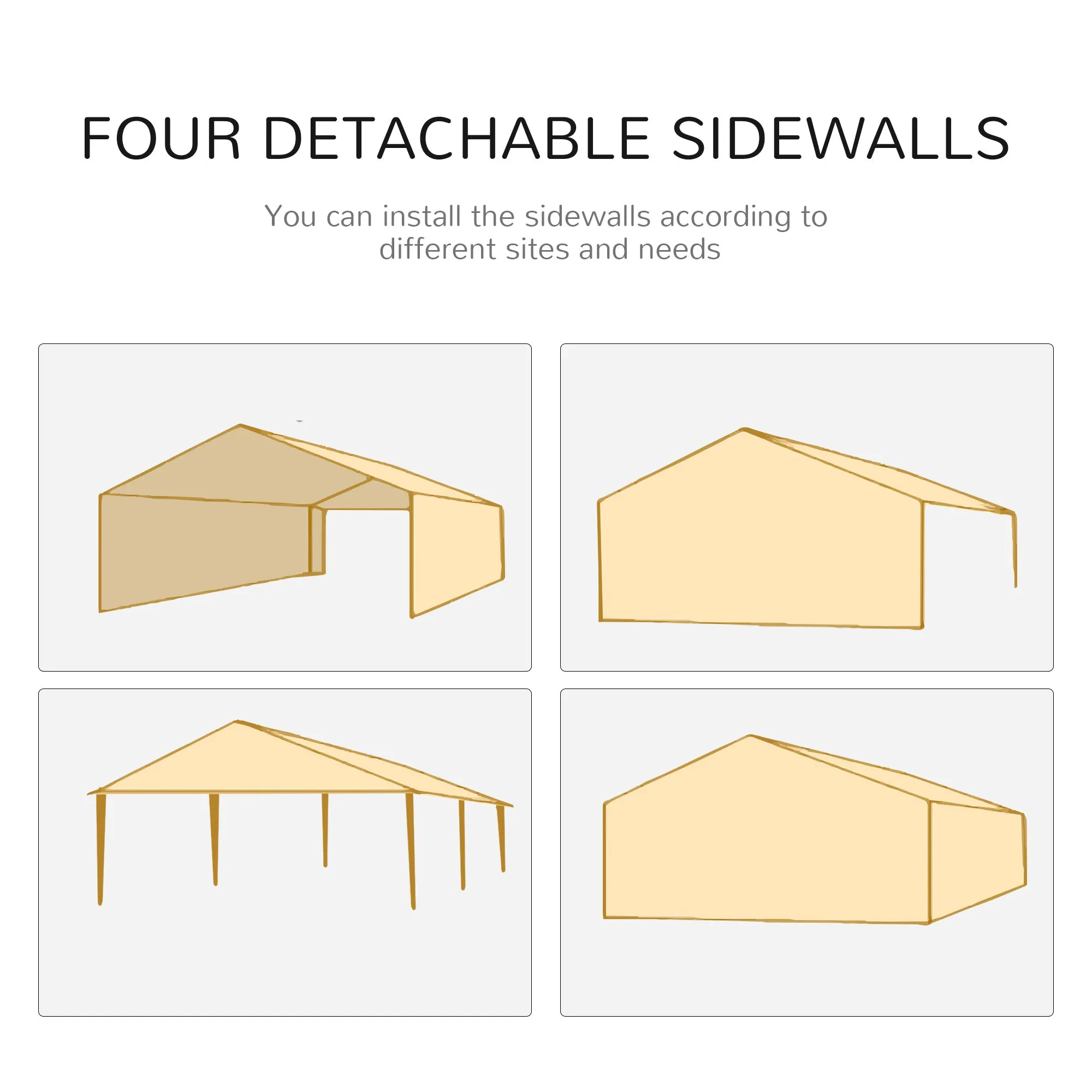 10' x 20' Large Party Tent with Removable Windows & Canopy, Blue