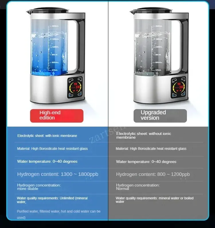 100-240V 2L Electric Hydrogen Rich Water Kettle Water Ionizer Machine Water filter Drink Hydrogen Water Generator