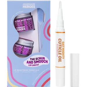 100% Natural Lip Scrub and Lip Mask, Vegan Conditioning Bakuchiol Lip Exfoliator and Cuticle Oil Set - Lip Therapy and Healthy Nails Clean Skincare