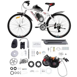 100CC 4-Stroke Bicycle Engine Kit 3HP Gas Powered Engine Motor Kit Single Cylinder Air Cooling Bicycle Conversion Kit 2KW Recoil Start Bicycle Engine Kit (Chain Style)