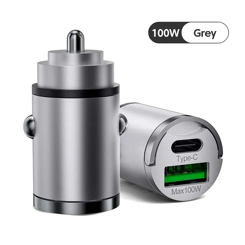 100W Car Charger PD Fast Charging/QC3.0, USB Type C for iPhone