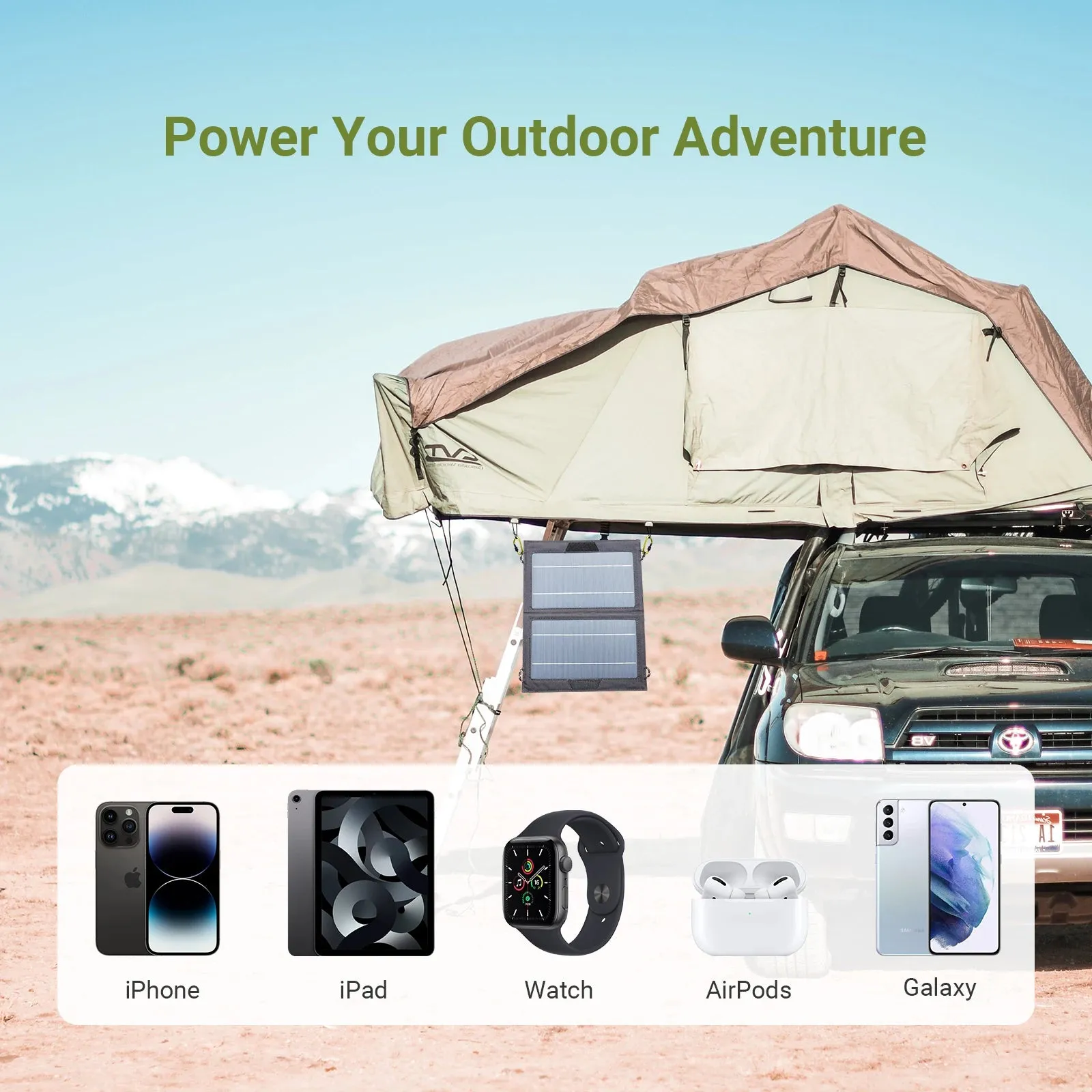 10W Portable Solar Charger - Waterproof Foldable Solar Panel with USB Output for Hiking, Camping, and Backpacking