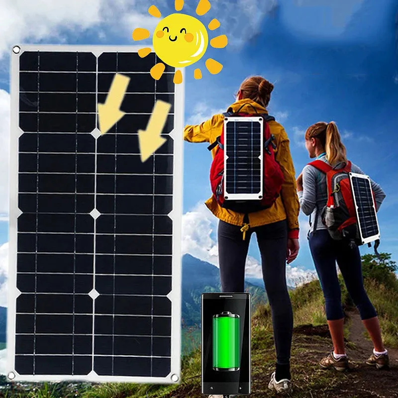 10W Waterproof Solar Panel USB Charger - Portable Outdoor Solar Charger for Mobile Phone, Power Bank, Camping, Hiking