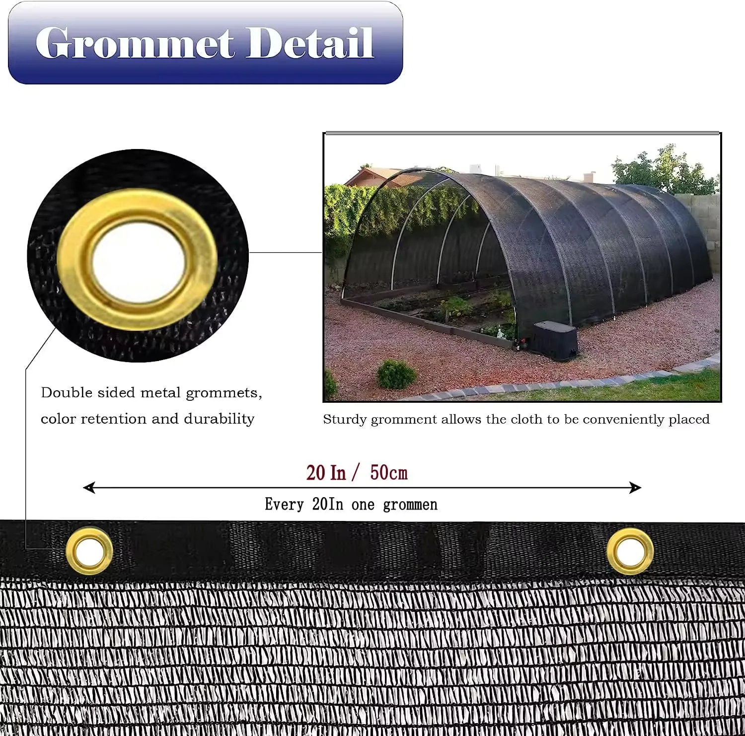10X20Ft Shade Cloth for Garden, 90% Black Sun Shade Mesh for Plants Heat Protection, Outdoor Sunblock Mesh Tarp for Greenhouse, Plant Cover, Balcony, Gazebo, Deck, Porch, Carport