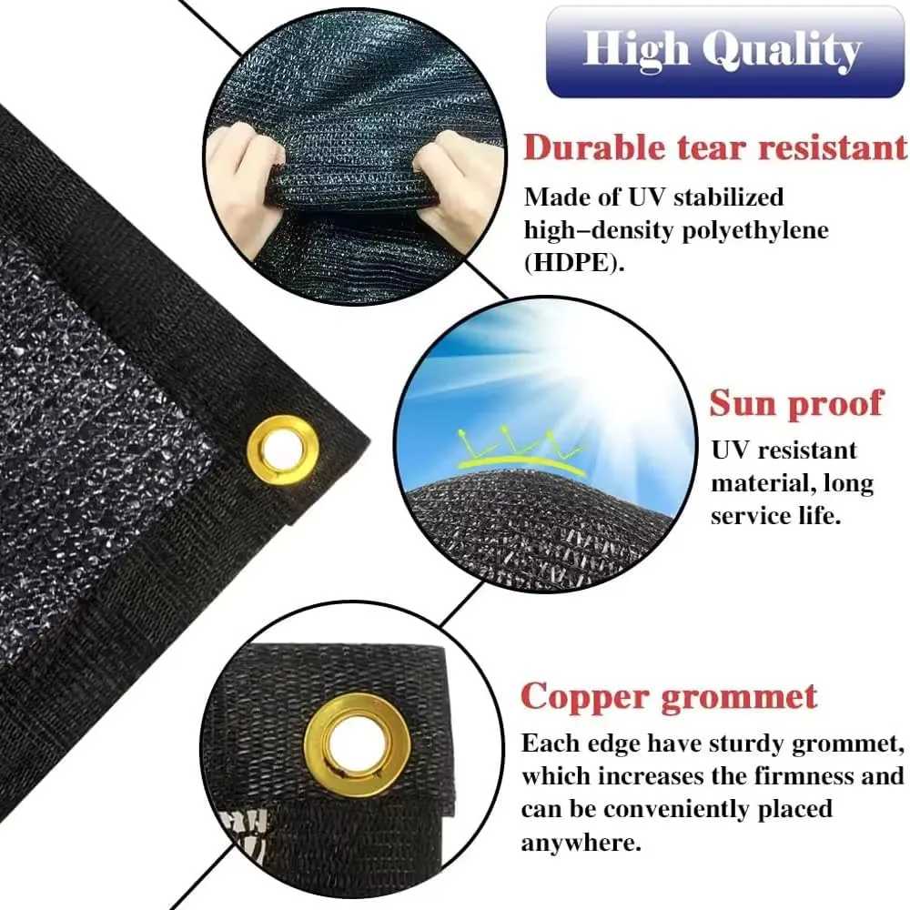 10X20Ft Shade Cloth for Garden, 90% Black Sun Shade Mesh for Plants Heat Protection, Outdoor Sunblock Mesh Tarp for Greenhouse, Plant Cover, Balcony, Gazebo, Deck, Porch, Carport