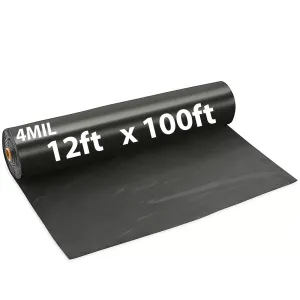 12ftX100ft Black Poly Tarp 4 Mil Low Density LDPE 1 Roll