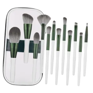 12pcs Professional Makeup Brush Set with Handles Soft Eye Brushes for Foundation Blush and Powder Includes Travel Bag for and Personal Use