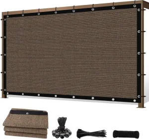 12'X 16' 90% Sun Shade Cloth Outdoor Patio Mocha Pergola Shades Cover Privacy Screen UV Block Porch Screens Canopy for Patio Outside Outdoor