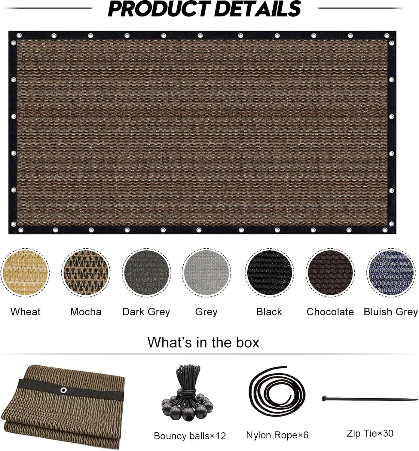 12'X 16' 90% Sun Shade Cloth Outdoor Patio Mocha Pergola Shades Cover Privacy Screen UV Block Porch Screens Canopy for Patio Outside Outdoor