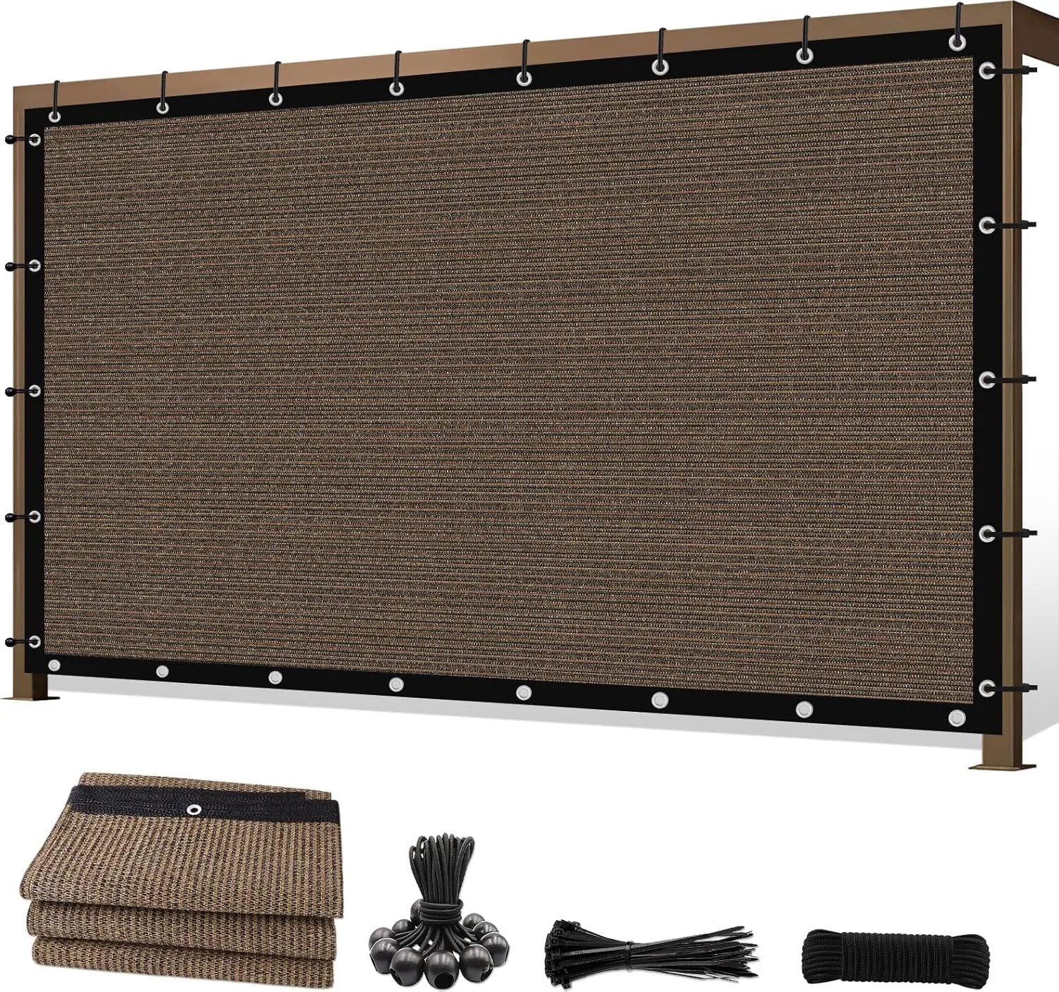 12'X 16' 90% Sun Shade Cloth Outdoor Patio Mocha Pergola Shades Cover Privacy Screen UV Block Porch Screens Canopy for Patio Outside Outdoor