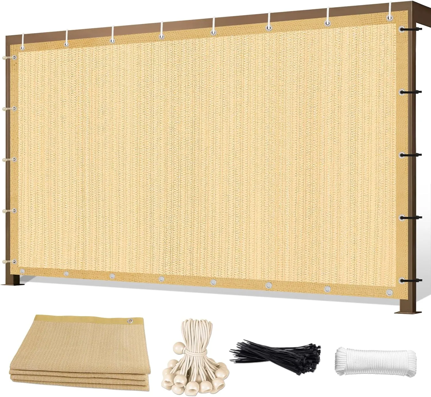 12'X 16' 90% Sun Shade Cloth Outdoor Patio Wheat Pergola Shades Cover Privacy Screen UV Block Porch Screens Canopy for Patio Outside Outdoor