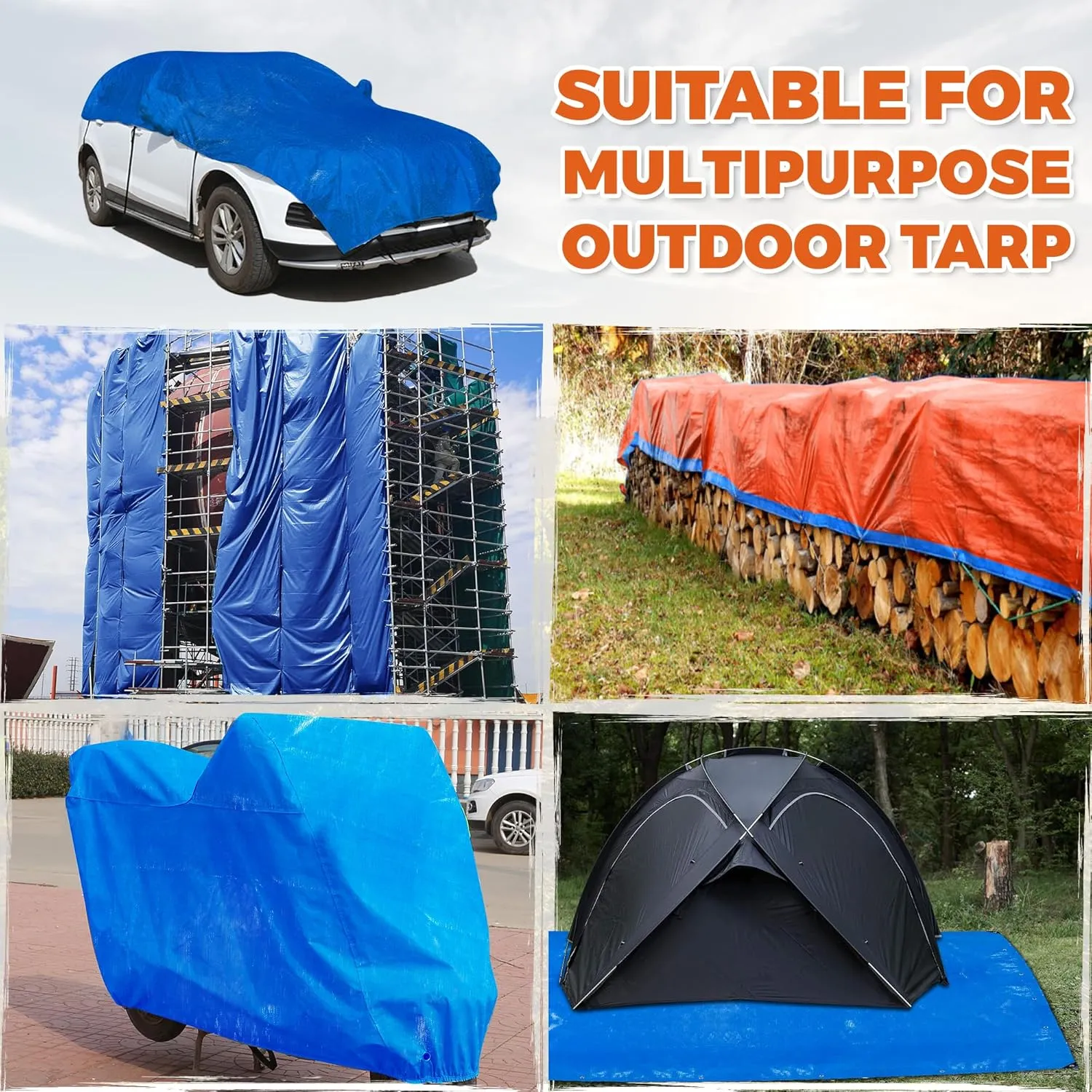 13' X 20' Blue Heavy Duty Waterproof Tarp, UV Resistant All Weather Tarps with Rustproof Grommets, Outdoor Protective Tarpaulin Cover for Outdoor Camping, Deck, Roof, Pool, Tent, Boat, RV