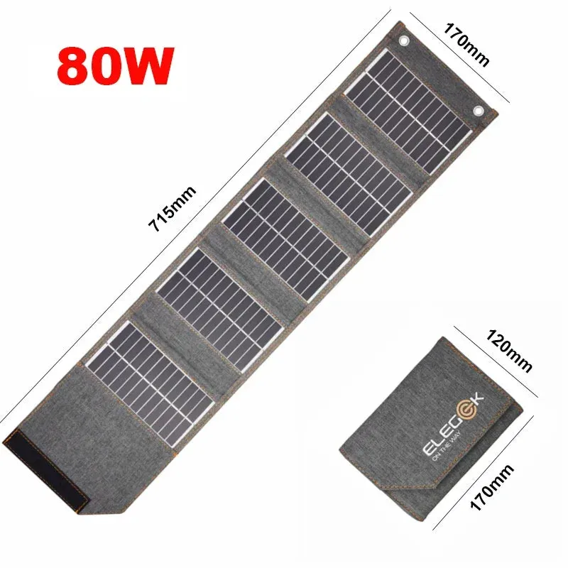 130W/80W Folding Solar Panel USB 5V Solar Charger | Portable Solar Cell Outdoor Power Bank for Camping and Hiking   3 in 1 Cable