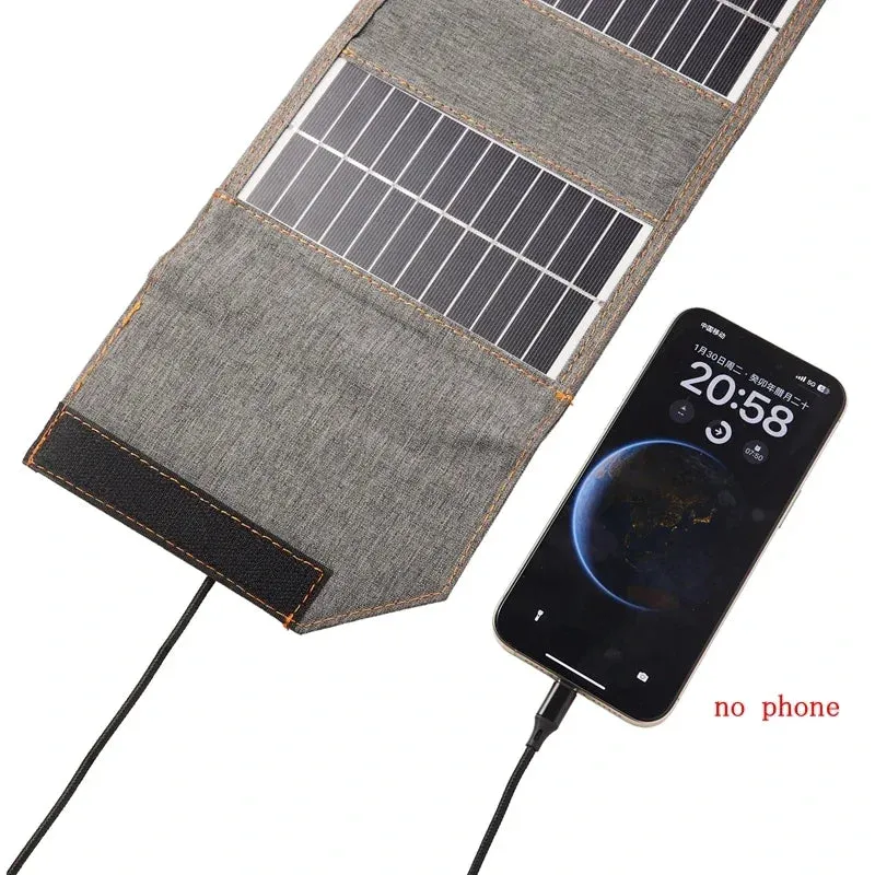 130W/80W Folding Solar Panel USB 5V Solar Charger | Portable Solar Cell Outdoor Power Bank for Camping and Hiking   3 in 1 Cable
