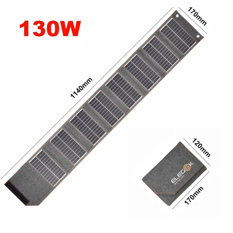 130W/80W Folding Solar Panel USB 5V Solar Charger | Portable Solar Cell Outdoor Power Bank for Camping and Hiking   3 in 1 Cable
