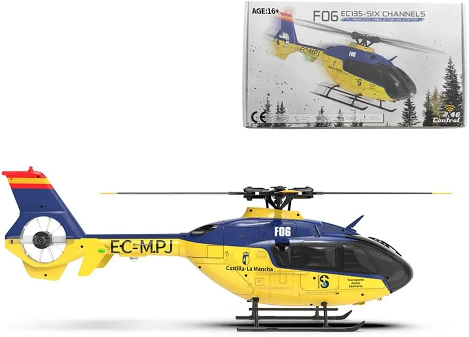 1/36 Scale Remote Control Helicopter, 2.4G 6CH RC 3D/6G Aircraft, YU Xiang EC-135 Direct Drive Brushless Helicopter (RTF Version/Mode 1)