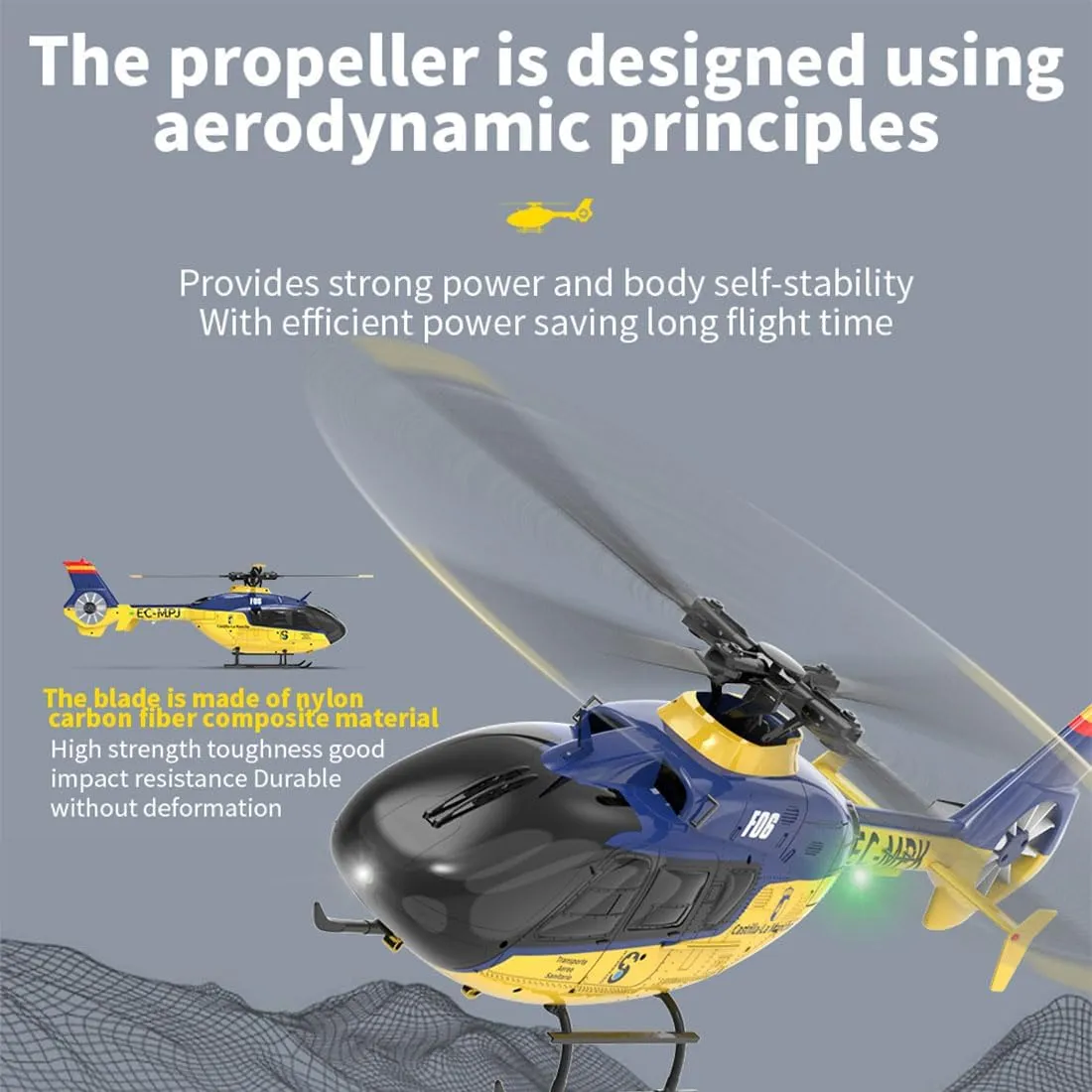 1/36 Scale Remote Control Helicopter, 2.4G 6CH RC 3D/6G Aircraft, YU Xiang EC-135 Direct Drive Brushless Helicopter (RTF Version/Mode 1)