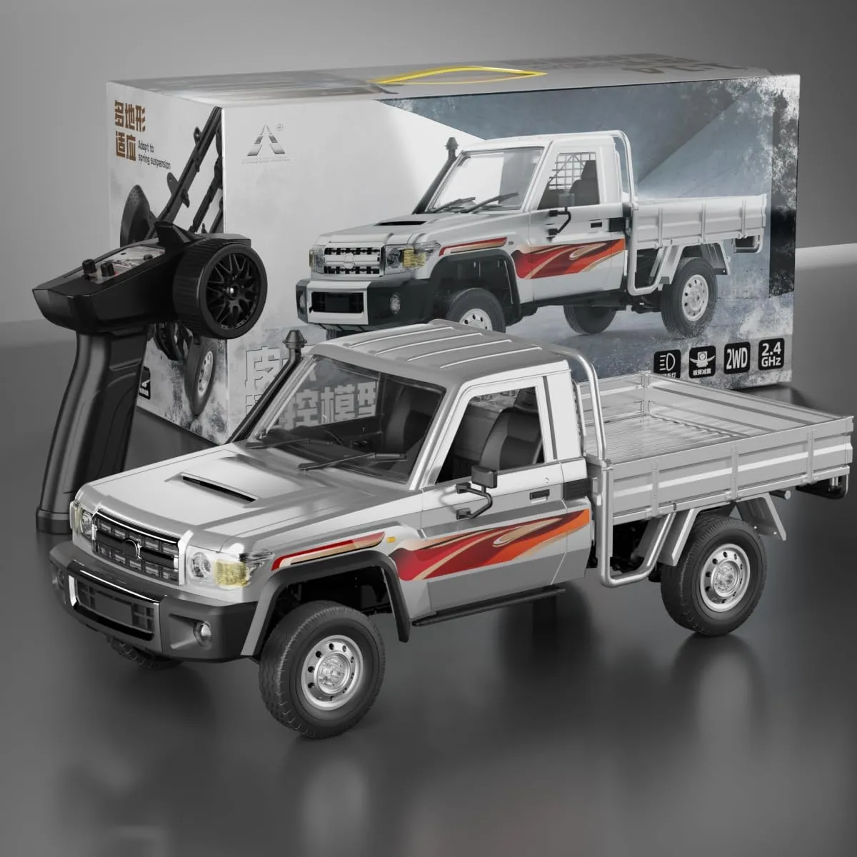 15KM/H RC Off-Road Truck, 1:14 Scale 2.4G Proportional Steering High-Speed RC Off-Road Vehicle with 2-Speed Transmission & Adjustable Suspension for Hobbyist