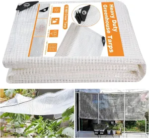16 Mil Greenhouse Cover,Clear Plastic Tarps Heavy Duty Waterproof 8x12,UV Resistant Poly Clear Tarps with Grommets, Greenhouse Heavy Duty Tarp for Gardening, Farming, Nursery, Garden