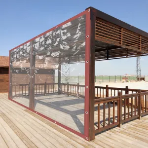 16*8 ft Outdoor Clear Tarp Curtain Rainproof PVC Clear Awning Canopy Curtain Enclosure Patio Roll up Enclosure