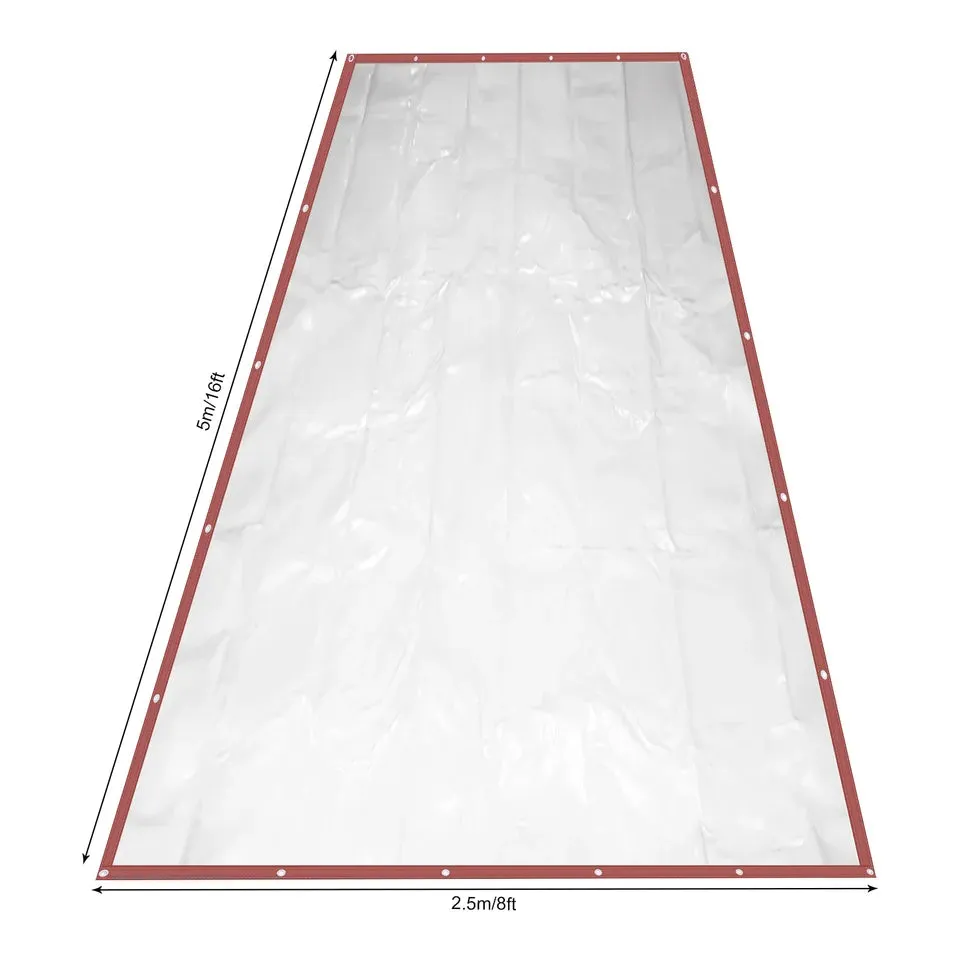 16*8 ft Outdoor Clear Tarp Curtain Rainproof PVC Clear Awning Canopy Curtain Enclosure Patio Roll up Enclosure