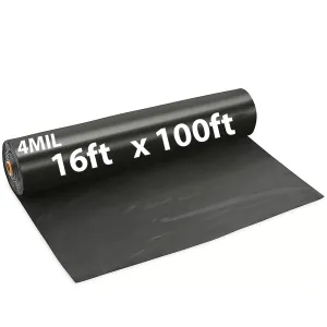 16ftX100ft Black Poly Tarp 4 Mil Low Density LDPE 1 Roll