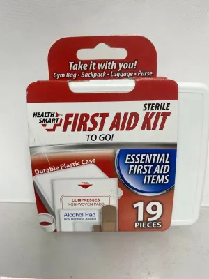 19 Piece First Aid Kit ToGo Health Smart Bandage Alcohol Tape Gauze Purse Travel