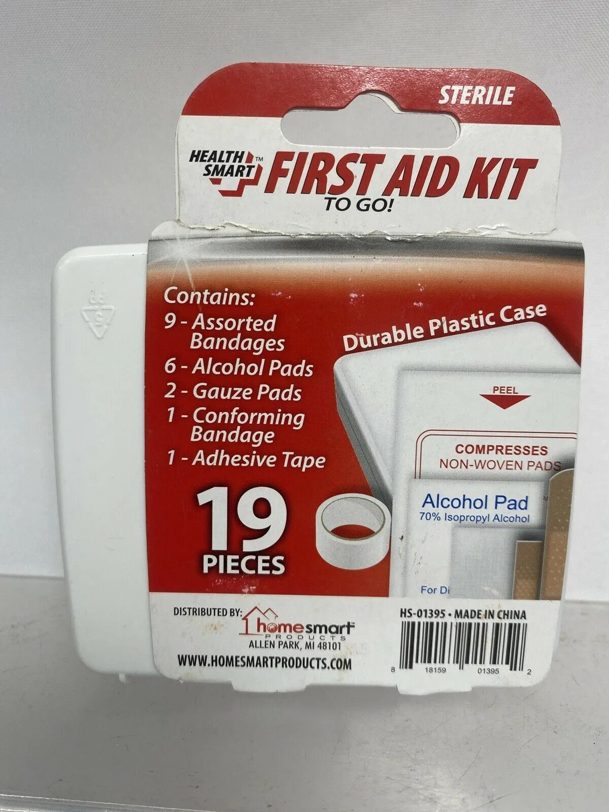19 Piece First Aid Kit ToGo Health Smart Bandage Alcohol Tape Gauze Purse Travel