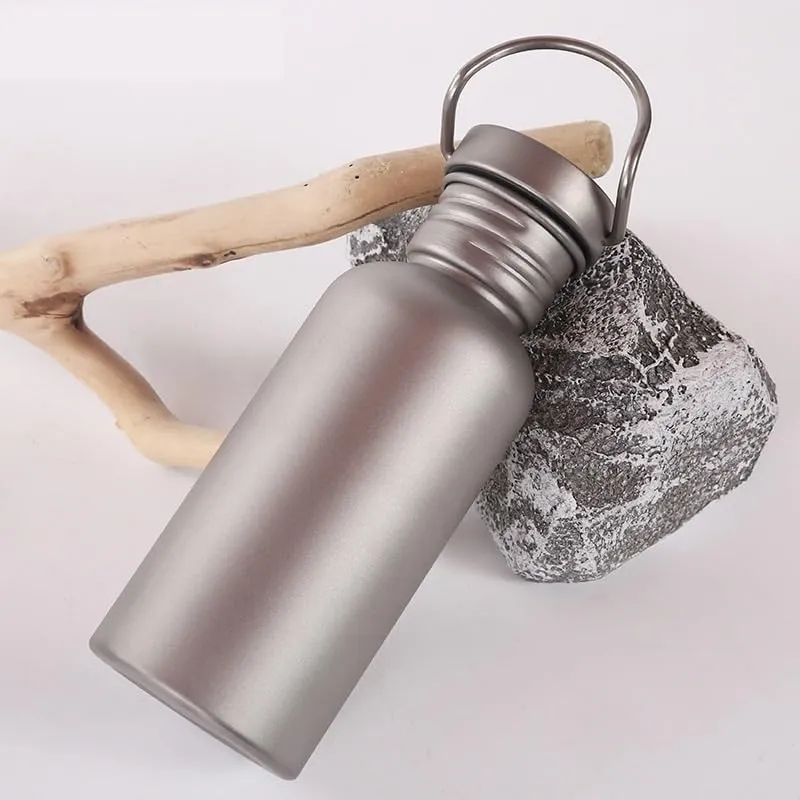 1PC Pure Titanium Outdoor Sports Kettle Camping Mountaineering Travel Cycling Large-capacity Single-layer Water Cup(750ML)