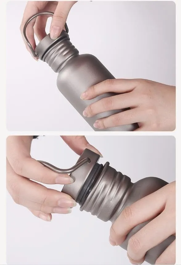 1PC Pure Titanium Outdoor Sports Kettle Camping Mountaineering Travel Cycling Large-capacity Single-layer Water Cup(750ML)