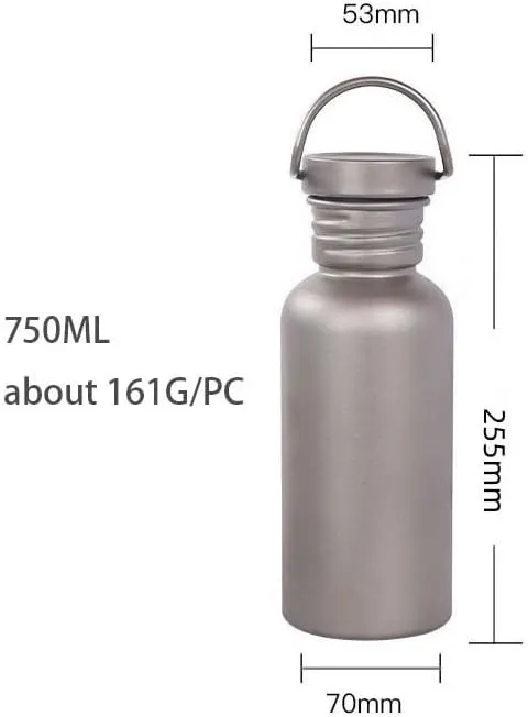 1PC Pure Titanium Outdoor Sports Kettle Camping Mountaineering Travel Cycling Large-capacity Single-layer Water Cup(750ML)
