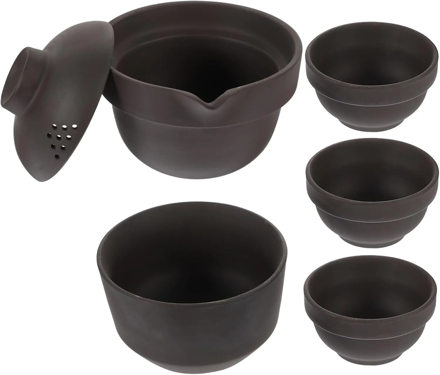 1Set Portable Ceramic Tea Set Teapot Tea Cups Travel Friendly Kung Fu Tea Present Set with Carry Bag for Home and Outdoor Use Elegant Design