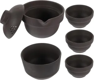 1Set Portable Ceramic Tea Set Teapot Tea Cups Travel Friendly Kung Fu Tea Present Set with Carry Bag for Home and Outdoor Use Elegant Design