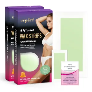 2 Pack 96 Count Wax Strips for All Skin Types Home Waxing Kit for Women Bikini Wax Strips for Hair Removal Face and Body Waxing Strips for Eyebrows Underarm Legs and Arms - Green Strips