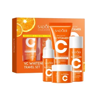 2 Pack For SADOER 5X Vitamin C Skincare Travel Set,4 piece Skin Care Kit,Facial Skin Care Sets Kits,Cleansing Moisturizing Skin Care Collection,Contains Cleanser Toner Serum Cream