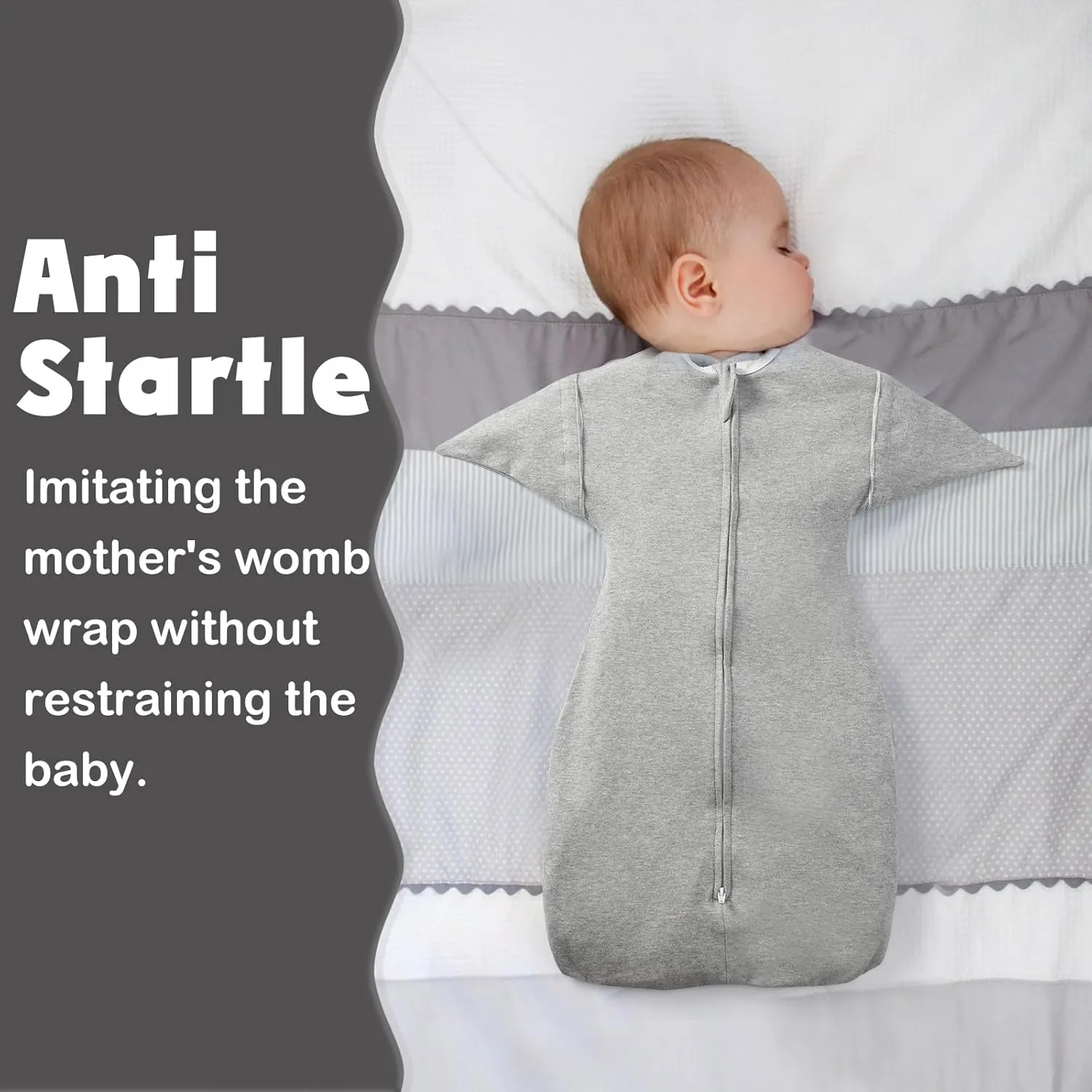 2 Pack Transition Swaddle with 2 Way Zipper, 100% Cotton Baby Arms in/Out Free Design Transitional Swaddle, Arms Up Sleeping Sack Baby Sleep Sack (Gray & Star, Small 3-6 Months)