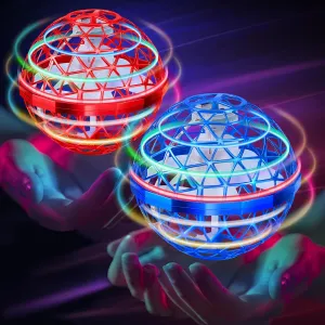 2 Packs Flying Orb Ball Toy 2024, Hover Ball Cosmic Globe Orb Drone Ball, Galactic Fidget Spinner Boomerang Ball Gifts for 6 7 8 9 10 11 12  Year Old Kids Boys Girls Adult(Red&Blue)