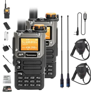 2 Packs Quansheng UV-K5(8) Radio USB-C Charging Two Way Radio Long Range with NOAA for Adults 5W U/V Dual Band DTMF AM FM Walkie Talkie Rechargeable UV-K6 with 771 Antenna Speaker Mics Cable