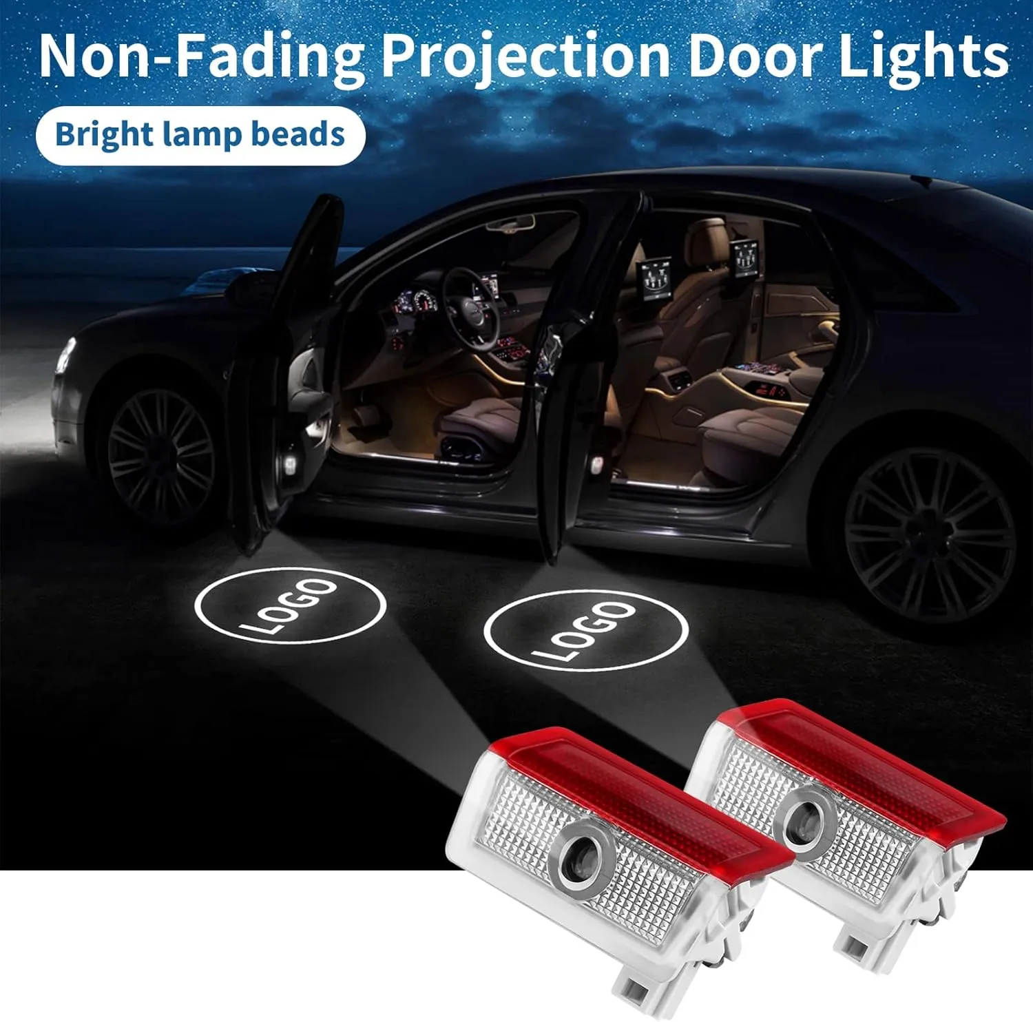 2 Pcs Non-Fading Door Light Logo, Projector Welcome Lamp Door Light Puddle lights Kit Compatible with Accessories A B C E M G GL GLA GLC GLE GLS CLASS 4dr W205 W213 W176 W166 (A/C/E/GLA/GLC/GLE/GLS)