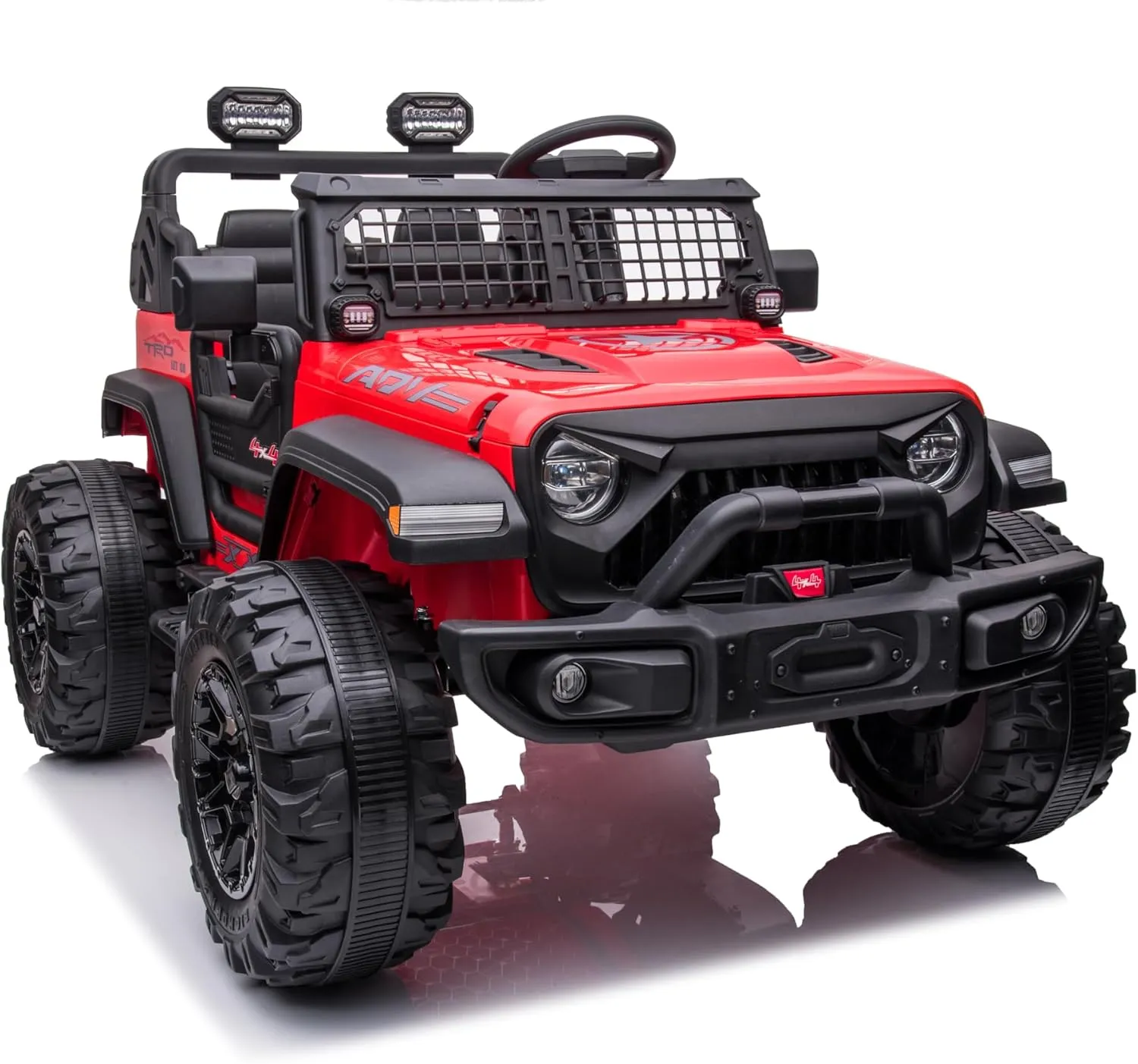 2 Seaters Kids Ride On Truck with Remote Control, 24V 9Ah 20" Large Seat   15.5" Large Wheels, Electric Riding Car with Led Light,Storage Space, Bottle Holder,Music, Horn,USB for Toddlers Gift,Red