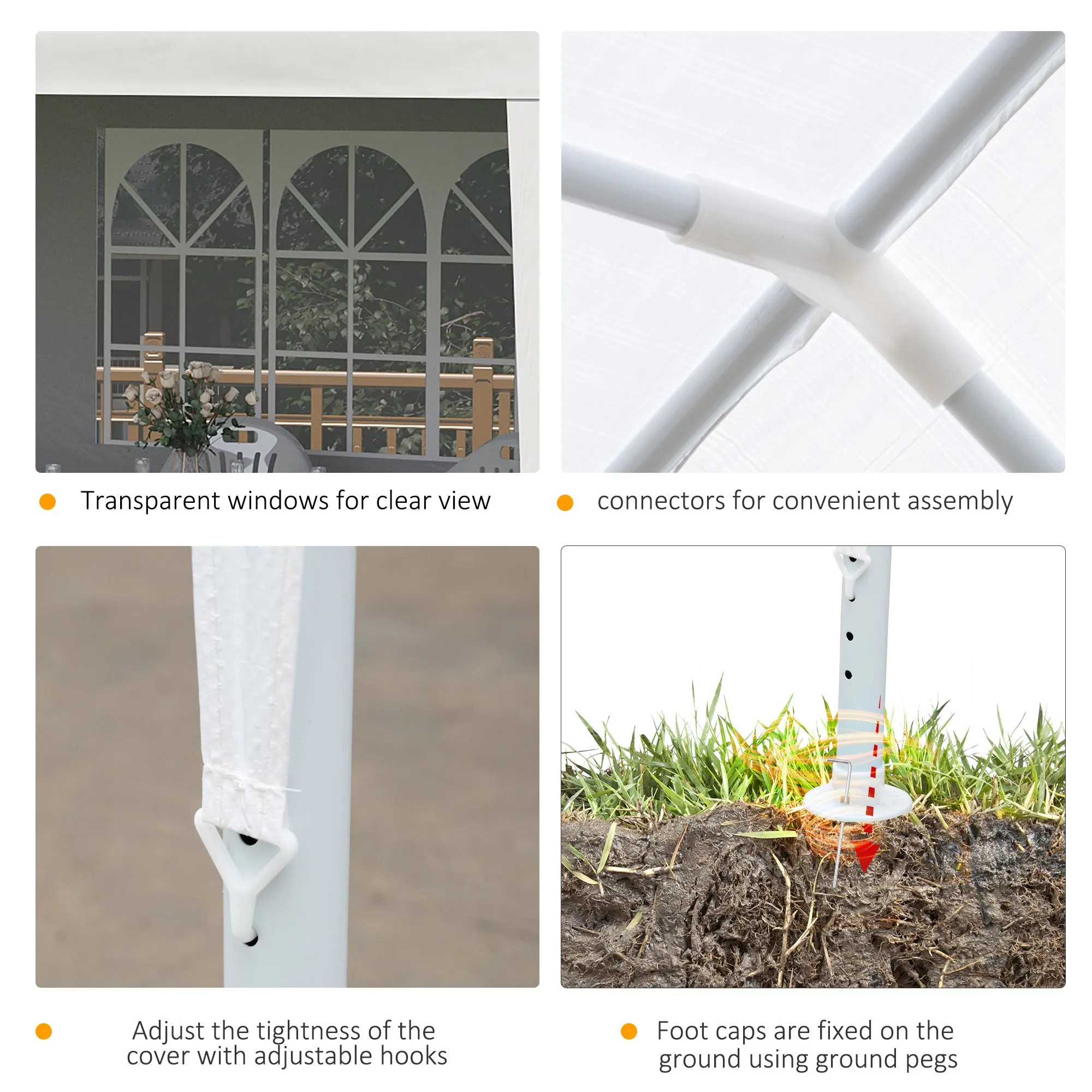 20' x 10' Gazebo Canopy Party Tent, Removable Side Walls, Outdoor Events, White