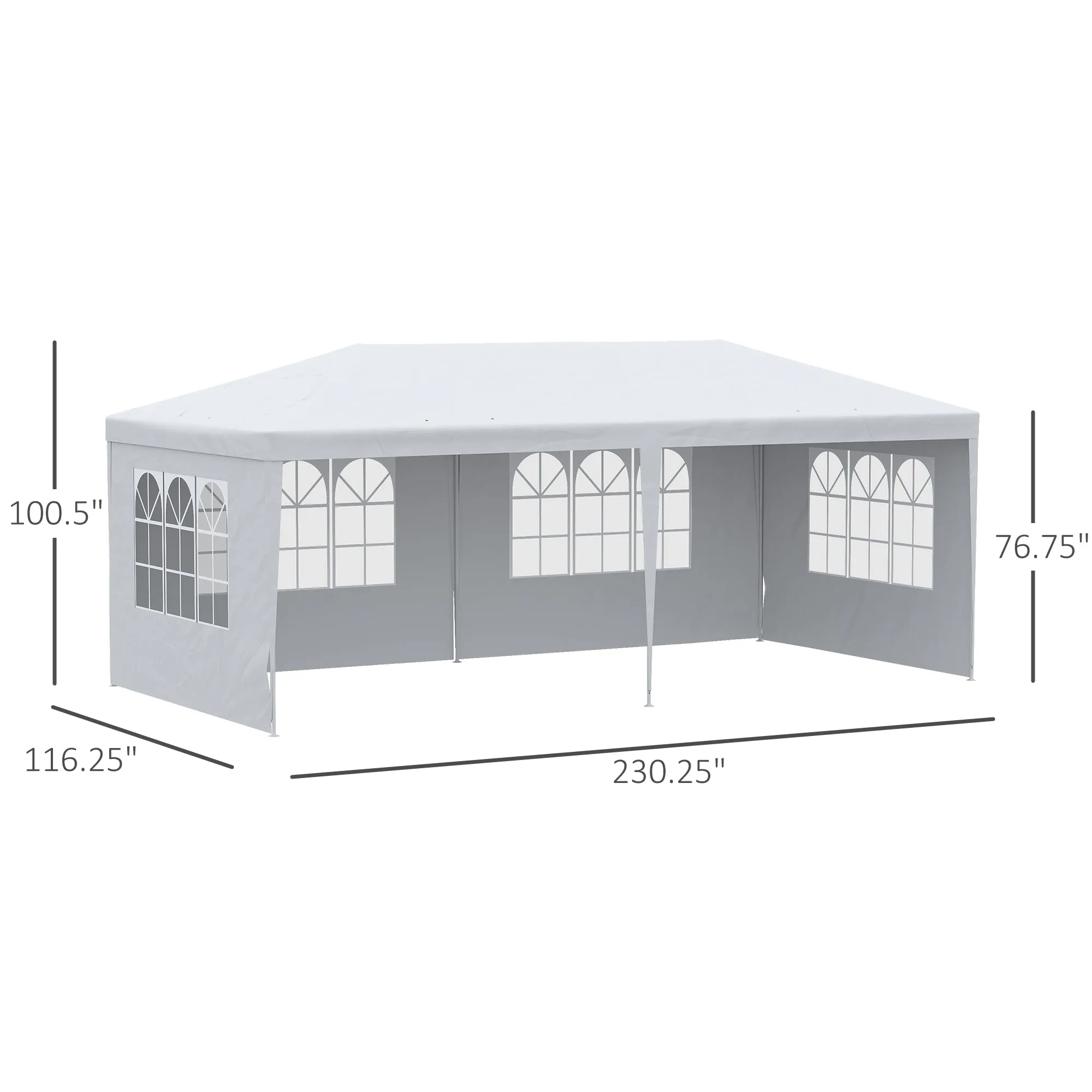 20' x 10' Gazebo Canopy Party Tent, Removable Side Walls, Outdoor Events, White